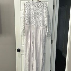 ELOQUII white lace jumpsuit